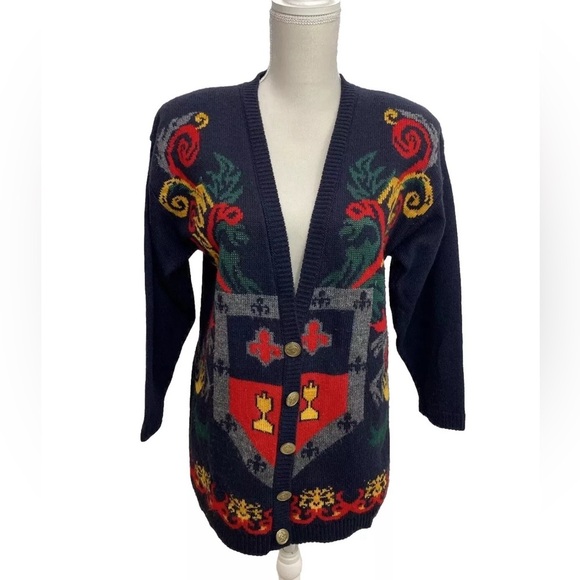 Norton McNaughton Dark Academia Cardigan Sweater SMALL Loose V Neck Long - Picture 1 of 9